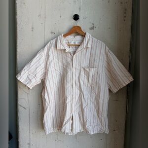 Uniqlo Camp Collar Short Sleeve Shirt Cream / Red